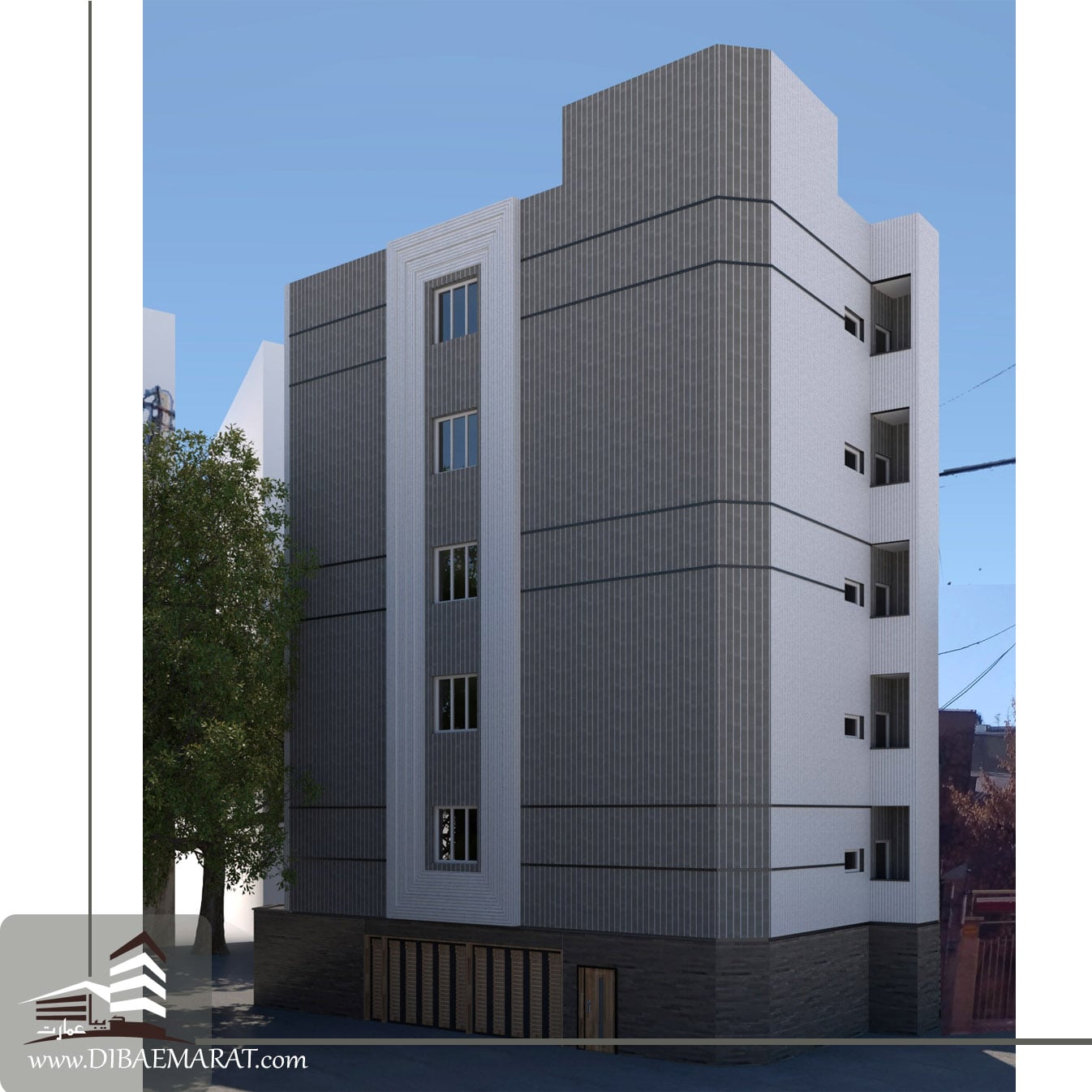 پروژه طراحی نمای ساختمان مسکونی خیابان شهدا